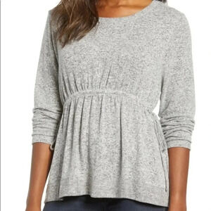 Caslon Grey Heather Peplum Crewneck Sweater size S